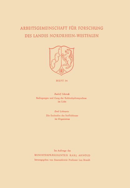 Produktbild: Bedingungen und Gang der Kohlenhydratsynthese im Licht / Die Endstufen des Stoffabbaues im Organismus