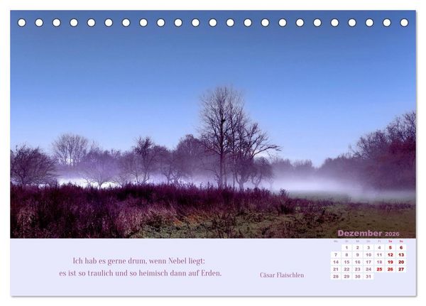 Produktbild: Nebelfarben. Ein poetischer Spaziergang (Tischkalender 2026 DIN A5 quer), CALVENDO Monatskalender