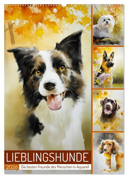 Lieblingshunde (Wandkalender 2026 DIN A2 hoch), CALVENDO Monatskalender
