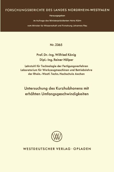Produktbild: Untersuchung des Kurzhubhonens mit erh&ouml;hten Umfangsgeschwindigkeiten