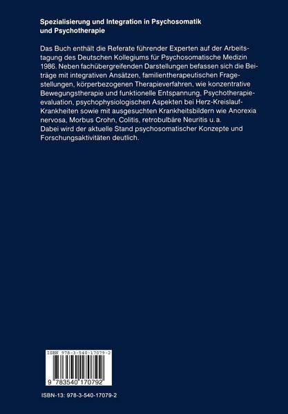 Produktbild: Spezialisierung und Integration in Psychosomatik und Psychotherapie
