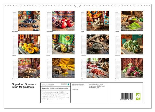 Produktbild: Superfood Dreams - AI art for gourmets (Wall Calendar 2026 DIN A3 landscape), CALVENDO 12 Month Wall Calendar