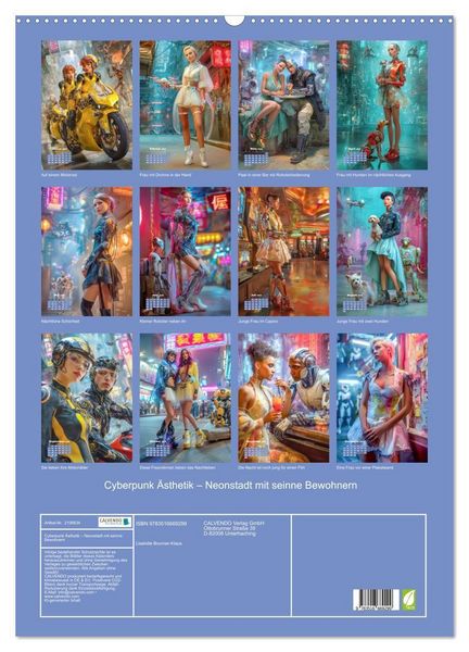 Produktbild: Cyberpunk &Auml;sthetik &ndash; Neonstadt mit seinne Bewohnern (Wandkalender 2026 DIN A2 hoch), CALVENDO Monatskalender