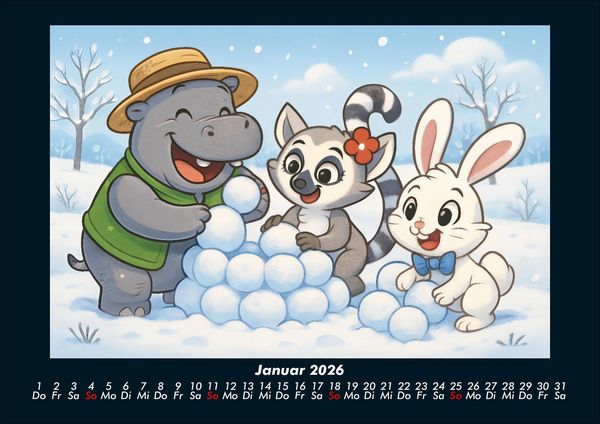 Produktbild: Sash, Lulu & Bouncy - Freunde f&uuml;rs ganze Jahr 2026 Fotokalender DIN A4