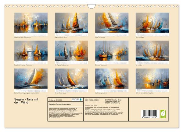 Produktbild: Segeln - Tanz mit dem Wind (Wandkalender 2027 DIN A3 quer), CALVENDO Monatskalender