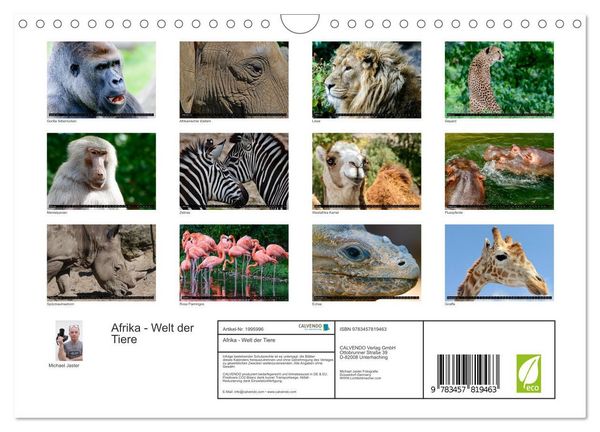 Produktbild: Afrika - Welt der Tiere (Wandkalender 2026 DIN A4 quer), CALVENDO Monatskalender