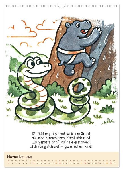 Produktbild: Tierisch hoch hinaus: Von A bis Z durchs Kletterabenteuer! - Der Kalender zum Kinderbuch (Wandkalender 2026 DIN A3 hoch), CALVENDO Monatskalender