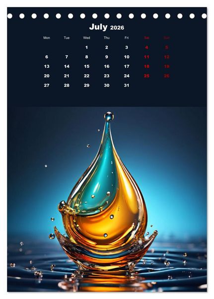 Produktbild: The symphony of drops (Desk Calendar 2026 DIN A5 portrait), CALVENDO 12 Month DeskCalendar