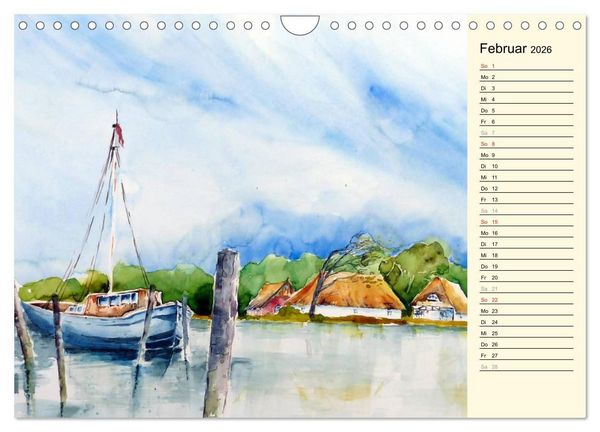 Produktbild: Aquarelle - Fischland-Dar&szlig; (Wandkalender 2026 DIN A4 quer), CALVENDO Monatskalender