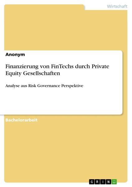 Produktbild: Finanzierung von FinTechs durch Private Equity Gesellschaften
