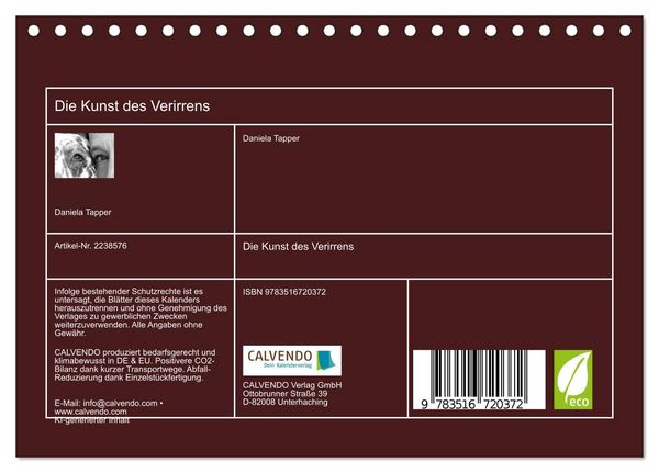 Produktbild: Die Kunst des Verirrens (Tischkalender 2026 DIN A5 quer), CALVENDO Monatskalender