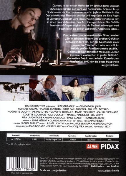 Produktbild: Kamouraska - Eine m&ouml;rderische Liebe / Preisgekr&ouml;ntes Filmdrama nach dem gleichnamigen Romanklassiker von Anne H&eacute;bert (Pidax Arthouse)