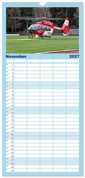 Produktbild: Familienplaner 2027 - Die beeindruckende Welt der Hubschrauber mit 5 Spalten (Wandkalender, 21 x 45 cm) CALVENDO