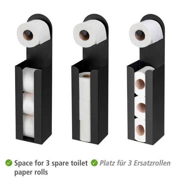 Produktbild: 2-in-1 Toilettenpapierhalter Mod. Agira Schwarz, mit Ersatzrollenhalter