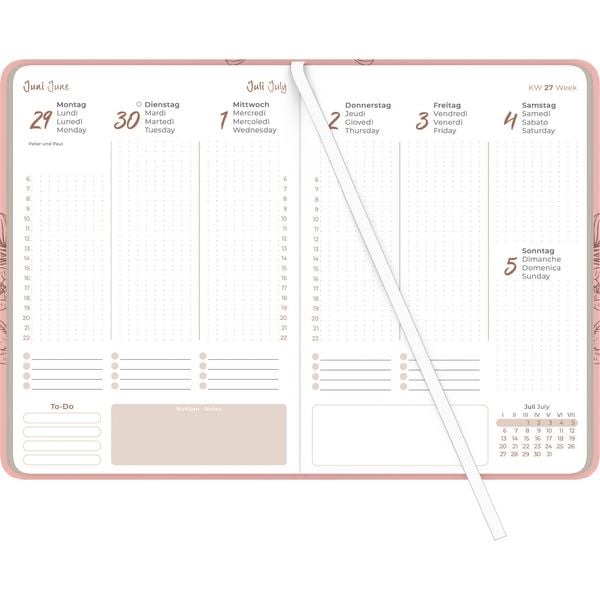 Produktbild: Lady Journal Grande Deluxe Salmon 2026 - Taschen-Kalender A5 (15x21 cm) - Tucson Einband - mit Motivprägung - Weekly - 128 Seiten - Alpha Edition