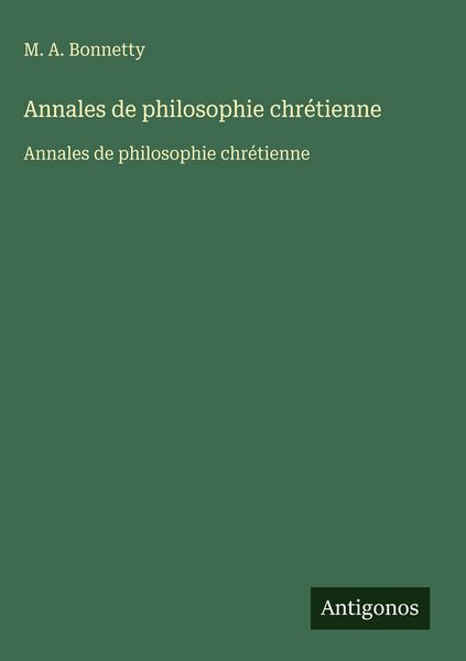Produktbild: Annales de philosophie chr&eacute;tienne