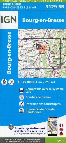 Bourg-en-Bresse 1:25 000, Karte von Collectif Ign, IGN Frankreich, 9782758540410