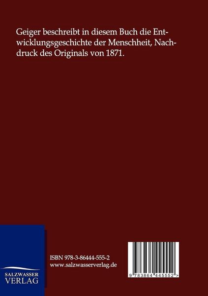 Produktbild: Zur Entwicklungsgeschichte der Menschheit