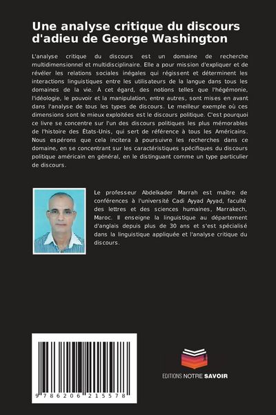 Produktbild: Une analyse critique du discours d'adieu de George Washington