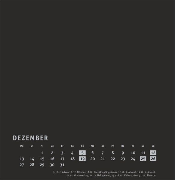Produktbild: Premium-Bastelkalender schwarz gro&szlig; 2027