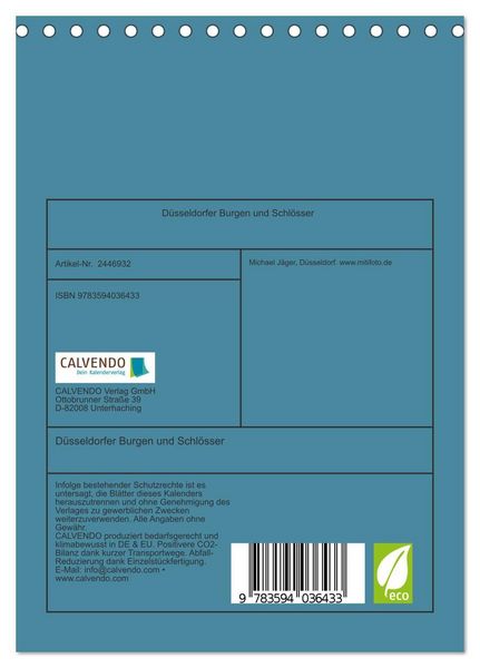 Produktbild: D&uuml;sseldorfer Burgen und Schl&ouml;sser (Tischkalender 2027 DIN A5 hoch), CALVENDO Monatskalender