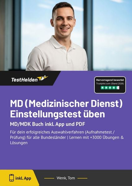 Produktbild: MD (Medizinischer Dienst) Einstellungstest &uuml;ben: MD/MDK Buch inkl. App und PDF