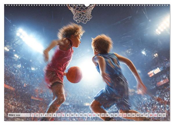 Produktbild: Basketball - Kids in Action (Wandkalender 2026 DIN A2 quer), CALVENDO Monatskalender