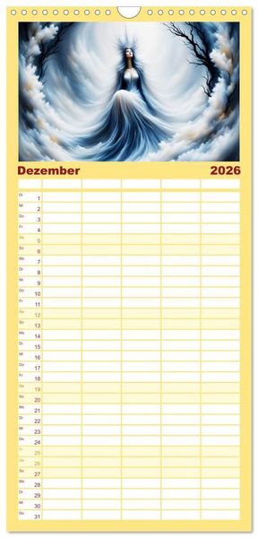 Produktbild: Familienplaner 2026 - Die Magie der Natur Monatsk&ouml;niginnen mit 5 Spalten (Wandkalender, 21 x 45 cm) CALVENDO