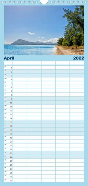 Produktbild: Familienplaner Inselparadies Mauritius (Wandkalender 2022 , 21 cm x 45 cm, hoch)