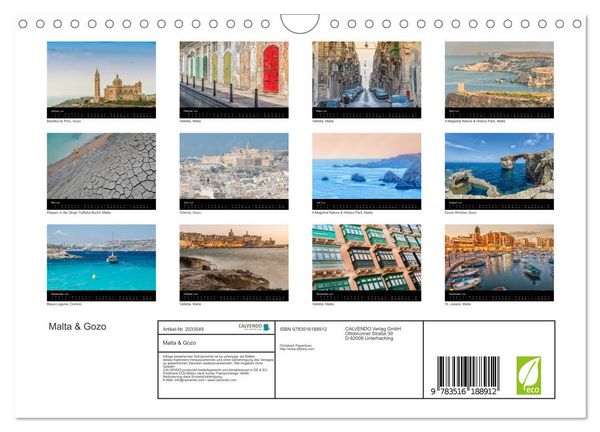 Produktbild: Malta & Gozo (Wandkalender 2026 DIN A4 quer), CALVENDO Monatskalender