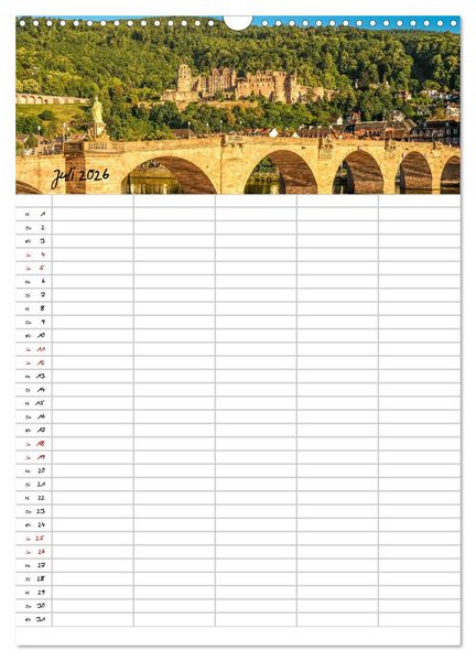 Produktbild: Heidelberger Familienkalender (Wandkalender 2026 DIN A3 hoch), CALVENDO Monatskalender