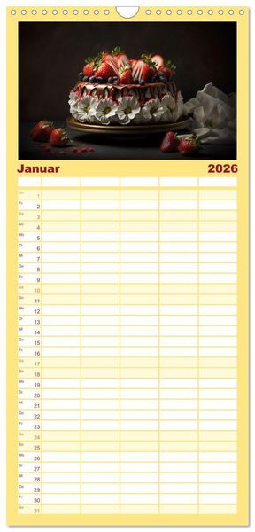 Produktbild: Familienplaner 2026 - Feine Torten mit 5 Spalten (Wandkalender, 21 x 45 cm) CALVENDO