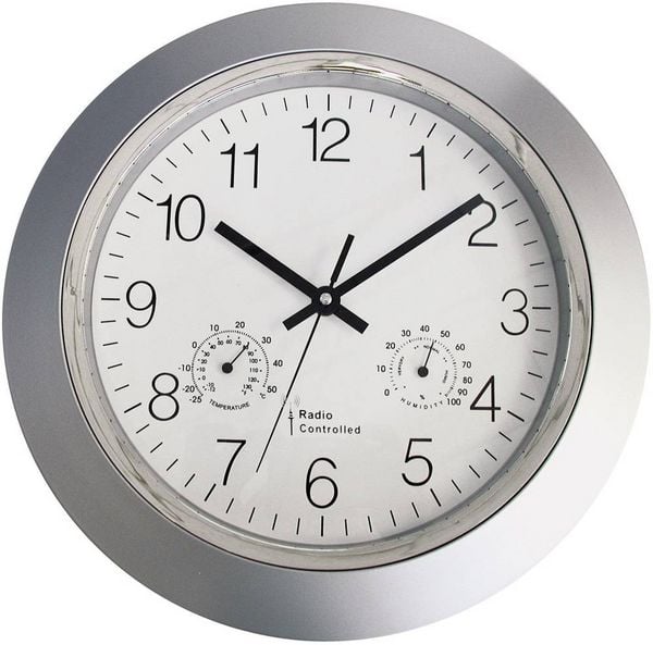 Produktbild: EUROTIME 56004 Funk Wanduhr 34cm x 50mm Silber