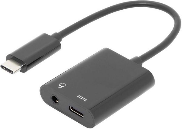 Produktbild: Digitus Audio Adapterkabel [1x USB-C&reg; Stecker - 2x USB-C&reg; Buchse, Klinkenbuchse 3.5 mm] AK-300400-002-S 20.00 cm Geschirmt, doppelt geschirmt