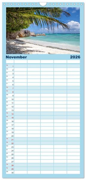 Produktbild: Familienplaner 2026 - Seychellen - Trauminseln im Indischen Ozean mit 5 Spalten (Wandkalender, 21 x 45 cm) CALVENDO