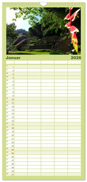 Produktbild: Familienplaner 2026 - Von Mexiko nach Panama in 12 Monaten mit 5 Spalten (Wandkalender, 21 x 45 cm) CALVENDO