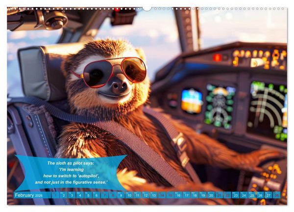 Produktbild: Funny charming animals as pilots (High Quality Premium Wall Calendar 2026 DIN A2 landscape),CALVENDO 12 Month Wall Calendar