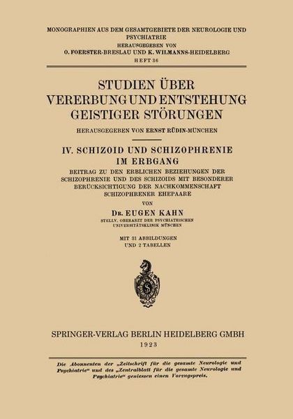 Produktbild: Studien &Uuml;ber Vererbung und Entstehung Geistiger St&ouml;rungen