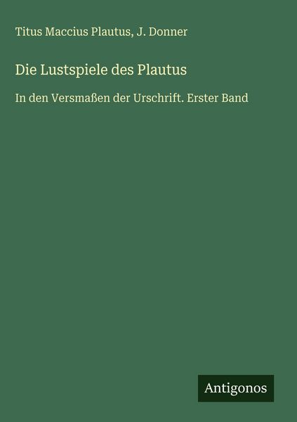 Produktbild: Die Lustspiele des Plautus