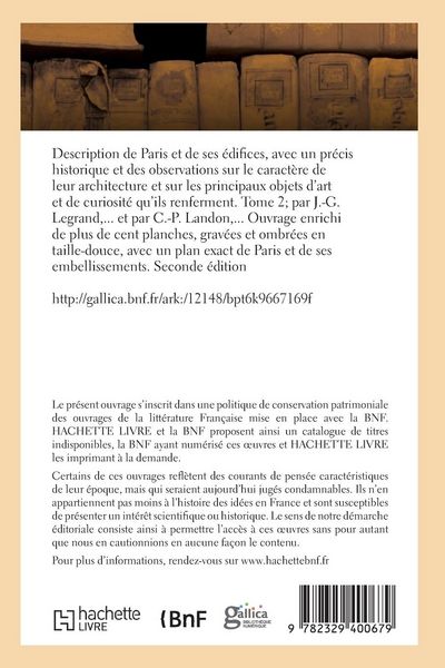 Produktbild: Description de Paris et de ses &eacute;difices, avec un pr&eacute;cis historique et des observations