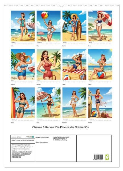 Produktbild: Charme & Kurven: Die Pin-ups der Golden 50s (Wandkalender 2026 DIN A2 hoch), CALVENDO Monatskalender