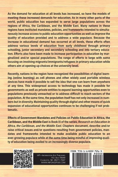 Produktbild: Effects of Government Mandates and Policies on Public Education in Africa, the Caribbean, and the Middle East