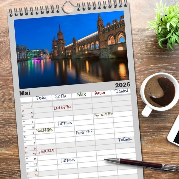 Produktbild: Familienplaner 2026 - Berlin - Faszination Hauptstadt mit 5 Spalten (Wandkalender, 21 x 45 cm) CALVENDO
