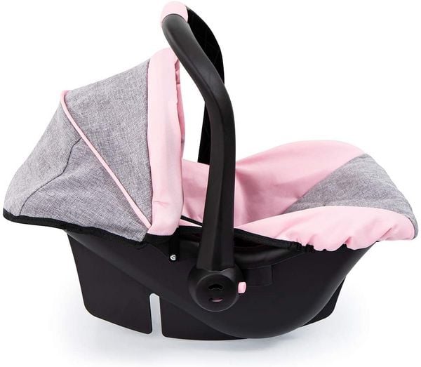 Produktbild: Bayer Design 67933AA - Puppen-Autositz Deluxe Car Seat, mit Dach, Jeans-Optik mit Schmetterling, grau/rosa