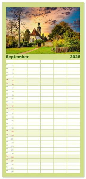 Produktbild: Familienplaner 2026 - Willkommen im L&auml;ndle mit 5 Spalten (Wandkalender, 21 x 45 cm) CALVENDO