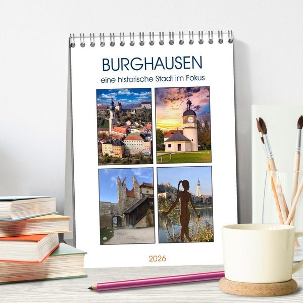 Produktbild: Burghausen, eine historische Stadt im Fokus (Tischkalender 2026 DIN A5 hoch), CALVENDO Monatskalender
