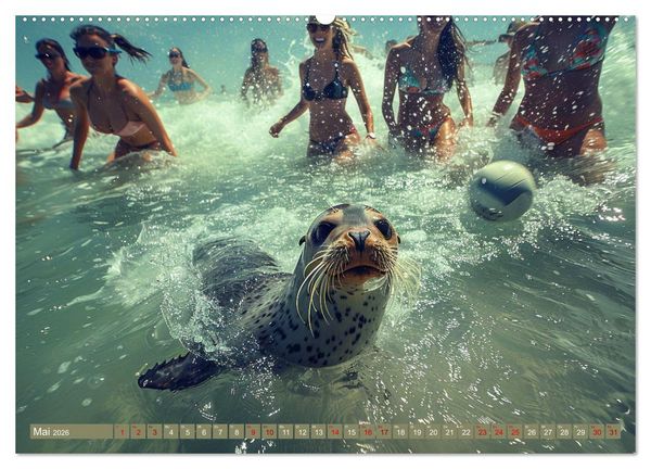 Produktbild: Tierische Balljunkies (hochwertiger Premium Wandkalender 2026 DIN A2 quer), Kunstdruck in Hochglanz