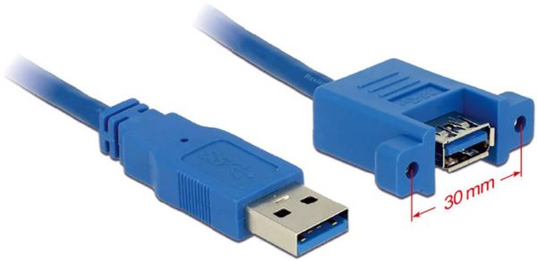 Produktbild: Delock USB-Kabel USB 3.2 Gen1 USB-A Stecker, USB-A Buchse 1.00m Blau 85112