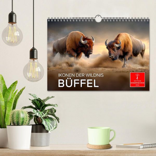 Produktbild: B&uuml;ffel - Ikonen der Wildnis (Wandkalender 2026 DIN A4 quer), CALVENDO Monatskalender