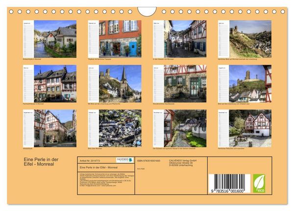 Produktbild: Eine Perle in der Eifel - Monreal (Wandkalender 2026 DIN A4 quer), CALVENDO Monatskalender